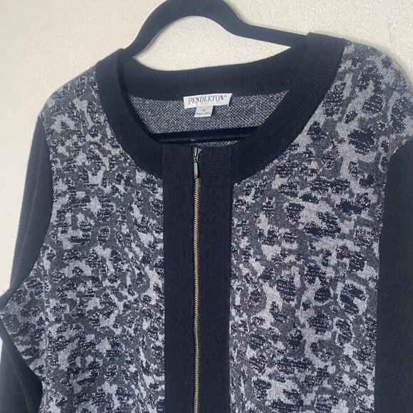 Pendleton Plus Cardigan Jacket Womens 1X Black Marino Lambs Wool Full-Zip - Picture 5 of 16